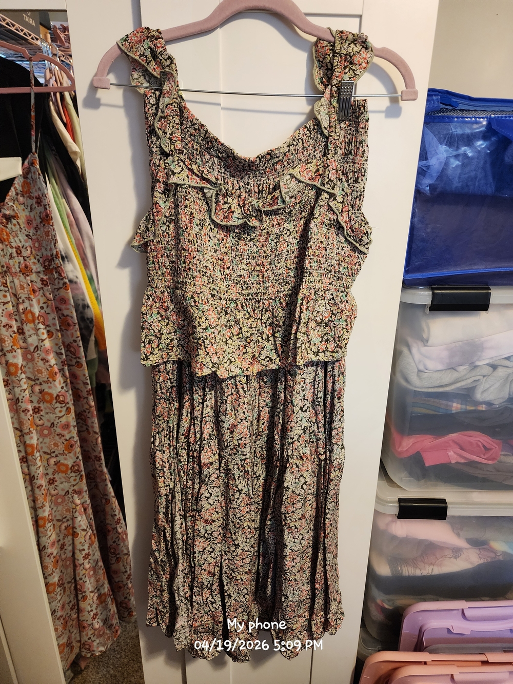 NATURAL LIFE Floral Midi Dress in Pink, Green, Black - Picture 5 of 5